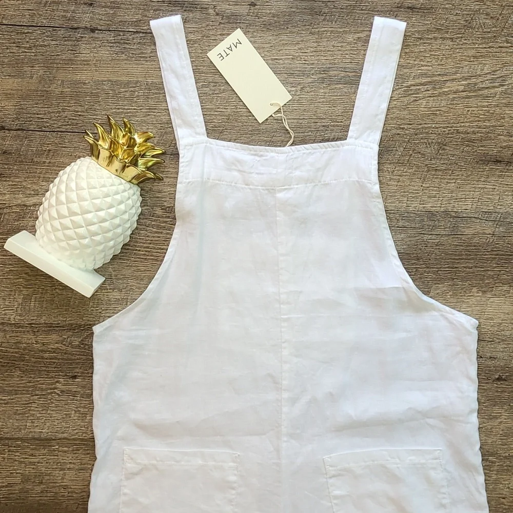 NWT! Mate the Label Maya Linen Overalls - White - Picture 5 of 15